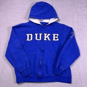 E5 Mens Duke Blue Devils Basketball Fleece Long Sleeve Full Zip Hoodie Size L